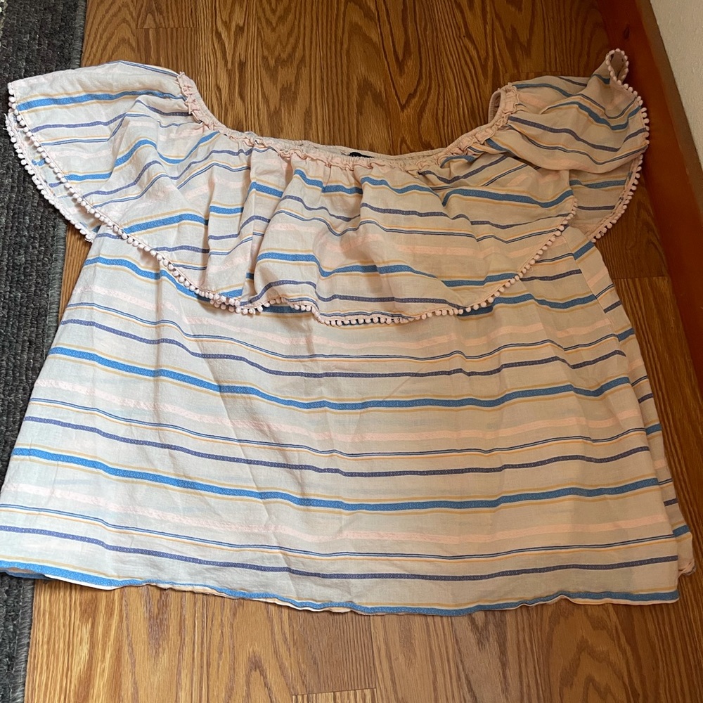 Lane Bryant like new cute ruffle stripe top